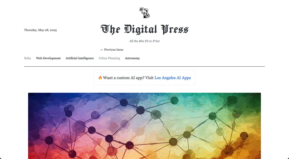 A screenshot of a custom AI application concept, The Digital Press